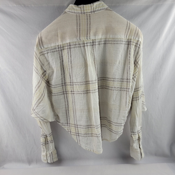 Free People paradise garden cropped plaid Western boho hippie shirt Size small - Picture 5 of 6